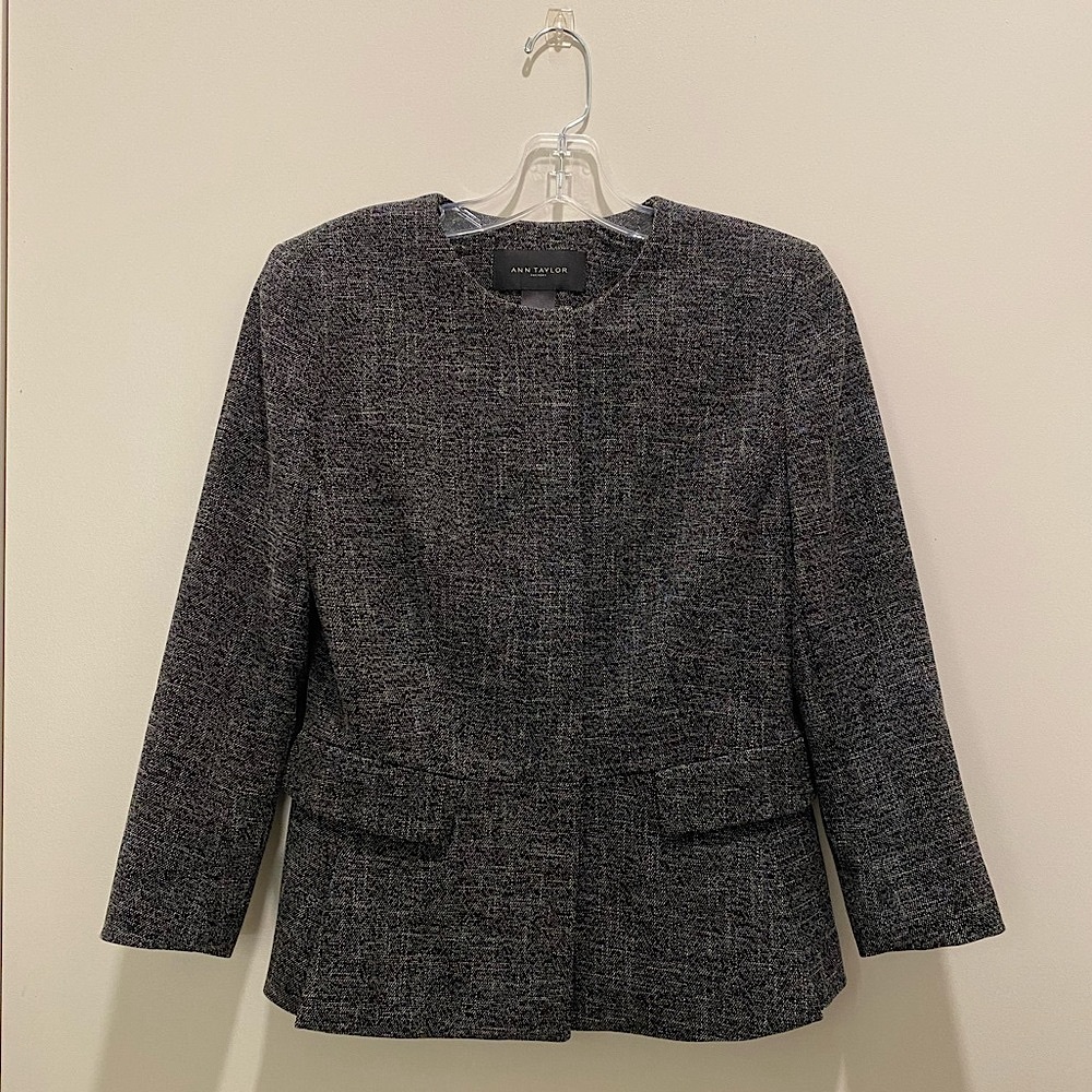 Ann Taylor Factory Tweed Single Breasted Blazer Suit Jacket